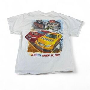 Delta NASCAR Tee Men XL White Cotton Racing Vintage Car Graphic Y2K